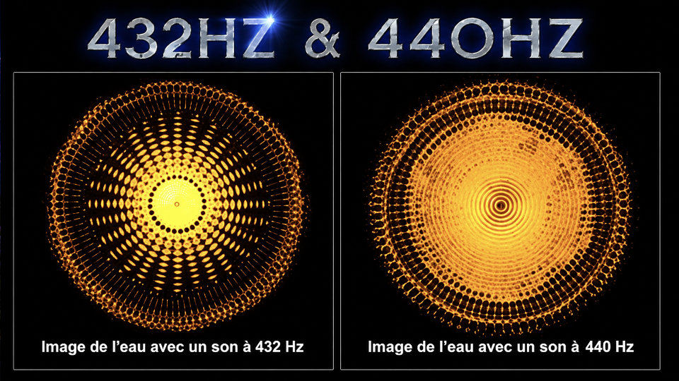 Photos d'eau vibrante à 440 et 432 Hz, Robert Boerman