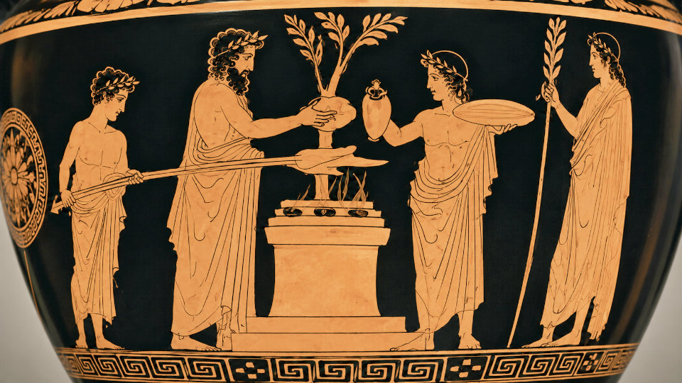Sacrifice, ancient Greek vase